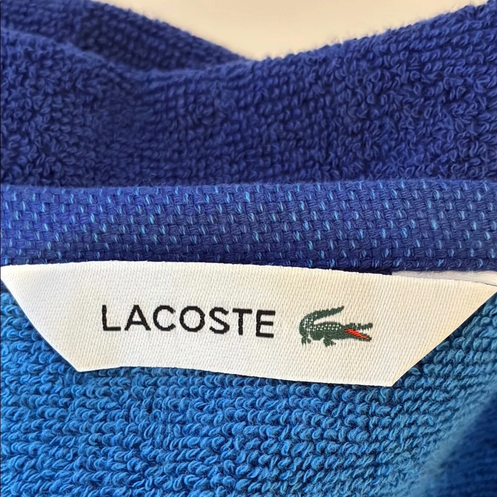 Lacoste Blue Striped Bath Towels/2 with Iconic Crocodile Logo